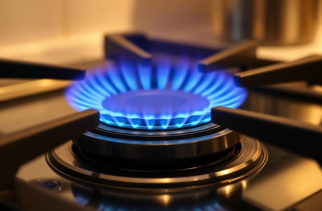 Clean blue flame on bioethanol stove